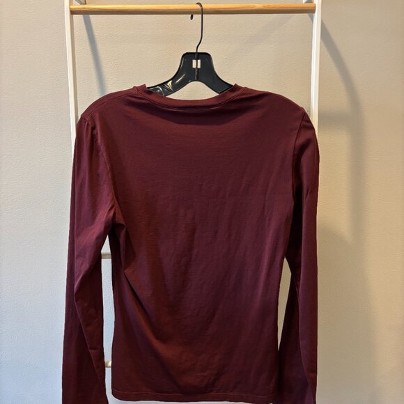 Theory long-sleeve tee in organic cotton (dark red) - Picture 4 of 6